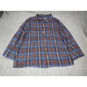 Kingsize‎ Flannel Button-Down Shirt  XL Tall Plaid Cotton Casual Long Sleeve